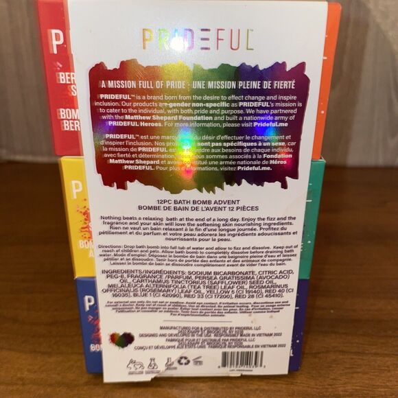 Prideful 12 Pack Bath Bombs Advent Set BATH BOMBS New Pride Theme Rainbow - Picture 7 of 13
